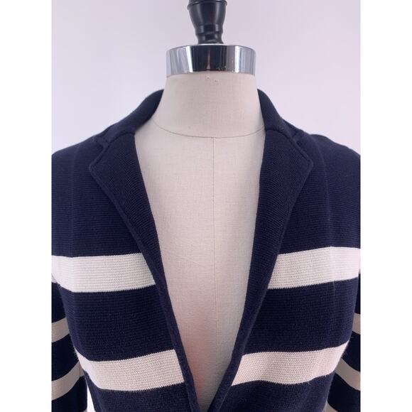 TALBOTS Knit Blazer Sweater Navy White Striped Nautical Preppy S - Picture 5 of 8